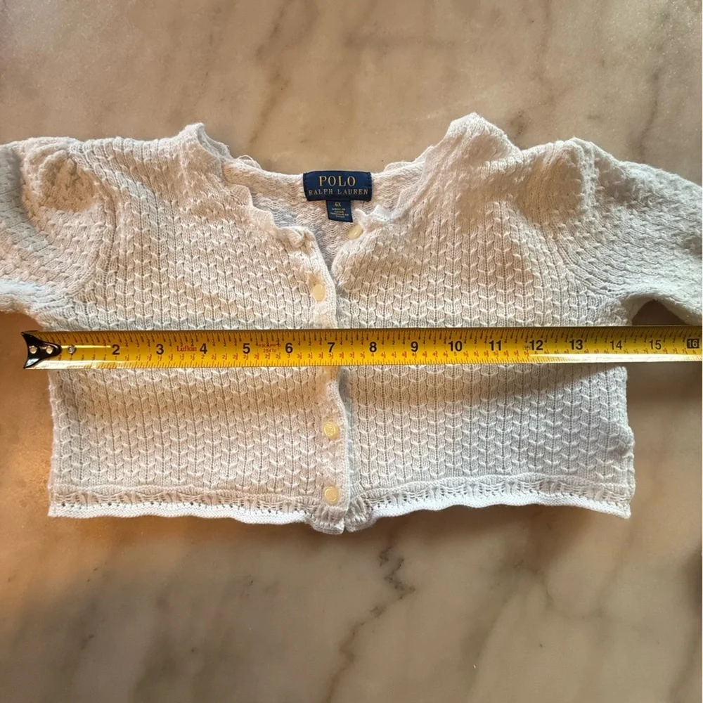 Polo by Ralph Lauren Button white cropped Cardigan size 6x - Picture 8 of 11